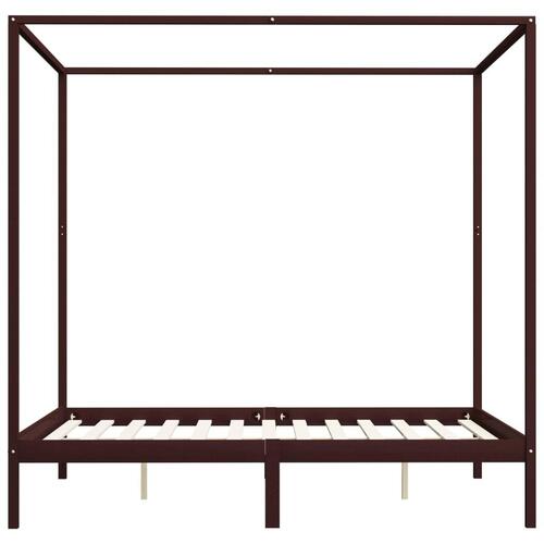 Sengestel til himmelseng 160 x 200 cm massiv fyrretræ mørkebrun