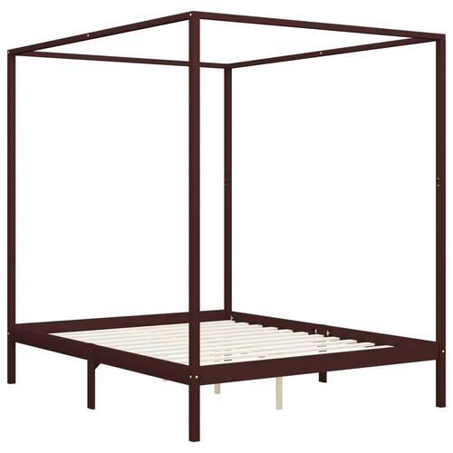 Sengestel til himmelseng 180 x 200 cm massiv fyrretræ mørkebrun