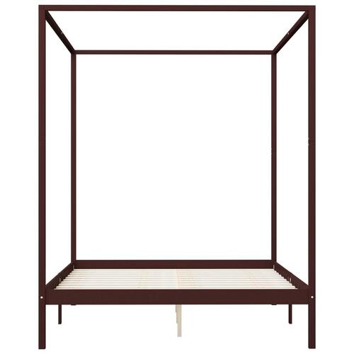 Sengestel til himmelseng 180 x 200 cm massiv fyrretræ mørkebrun