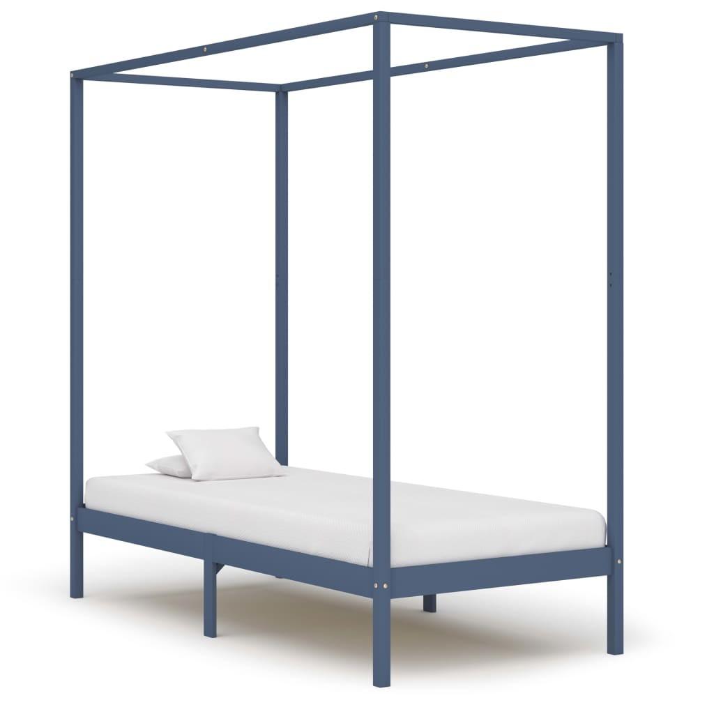 Sengestel til himmelseng 90 x 200 cm massivt fyrretræ grå