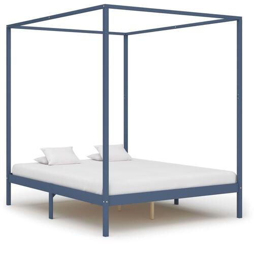 Sengestel til himmelseng 160 x 200 cm massivt fyrretræ grå
