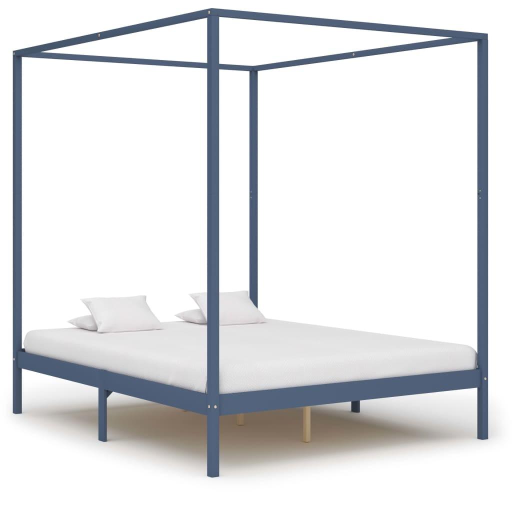 Sengestel til himmelseng 160 x 200 cm massivt fyrretræ grå