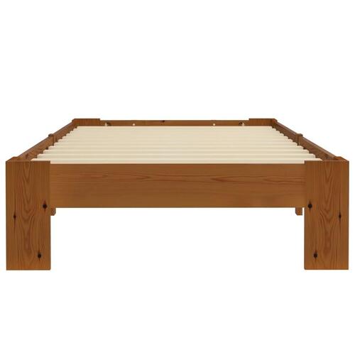 Sengestel massivt fyrretræ 90 x 200 cm lysebrun