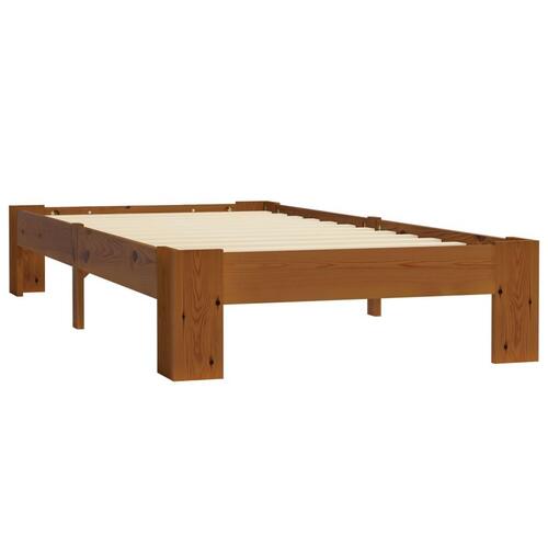 Sengestel massivt fyrretræ 100 x 200 cm lysebrun