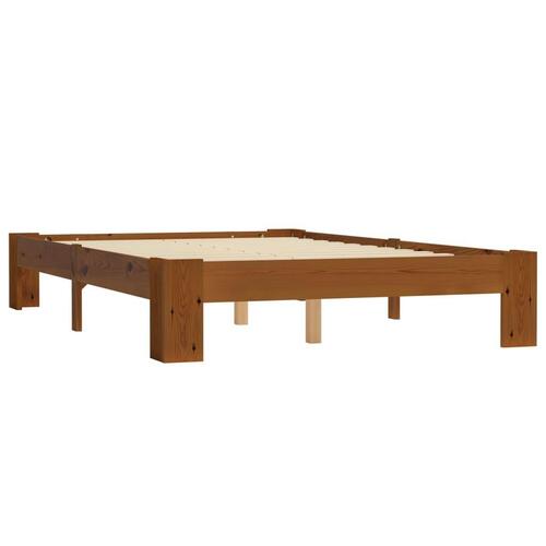 Sengestel massivt fyrretræ 120 x 200 cm lysebrun