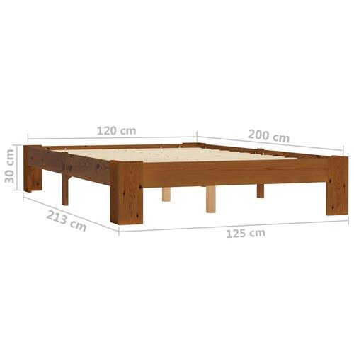 Sengestel massivt fyrretræ 120 x 200 cm lysebrun