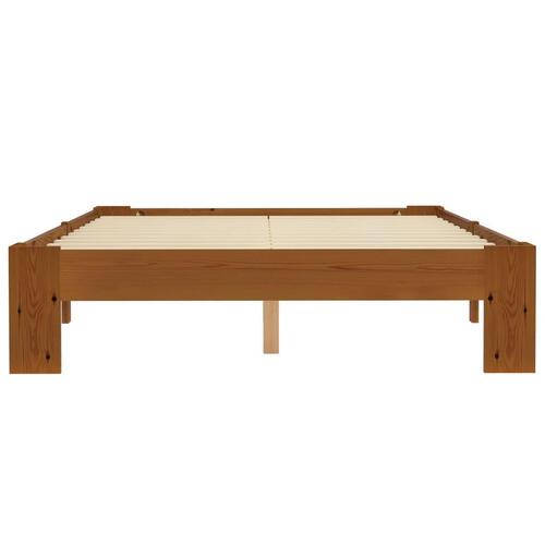 Sengestel massivt fyrretræ 140 x 200 cm lysebrun