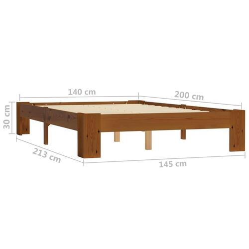 Sengestel massivt fyrretræ 140 x 200 cm lysebrun