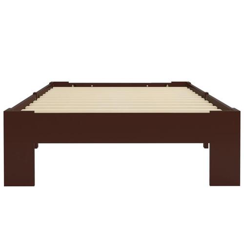 Sengestel massivt fyrretræ 90 x 200 cm mørkebrun