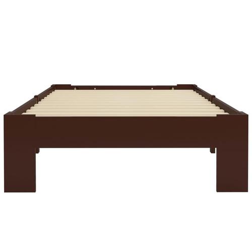 Sengestel massivt fyrretræ 100 x 200 cm mørkebrun