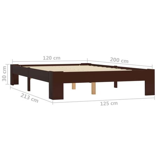 Sengestel massivt fyrretræ 120 x 200 cm mørkebrun