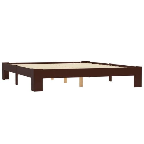 Sengestel massivt fyrretræ 160 x 200 cm mørkebrun