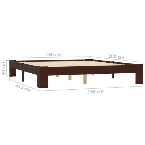 Sengestel massivt fyrretræ 160 x 200 cm mørkebrun