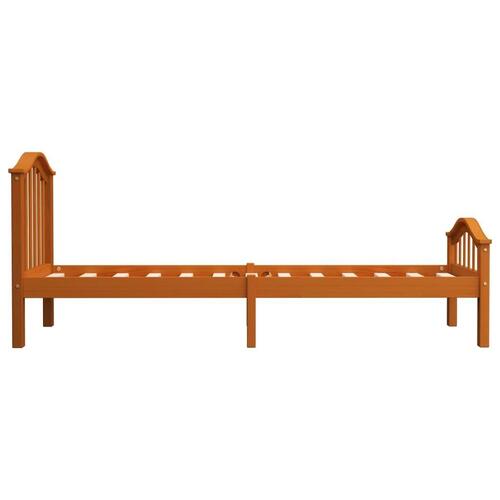 Sengestel 90 x 200 cm massivt fyrretræ gyldenbrun