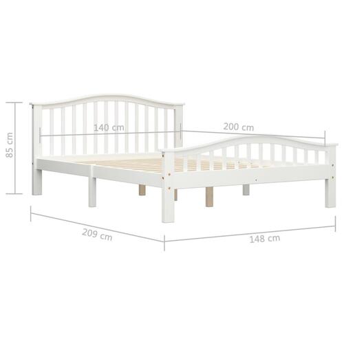 Sengestel 140 x 200 cm massivt fyrretræ hvid