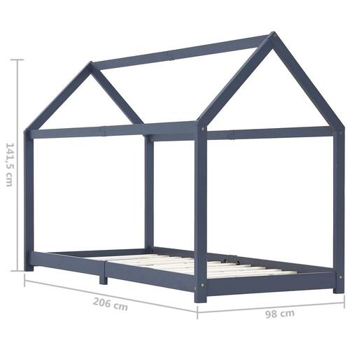 Sengestel til børneseng 90 x 200 cm massivt fyrretræ grå