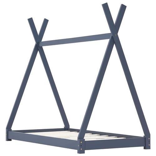 Sengestel til børneseng 90 x 200 cm massivt fyrretræ grå