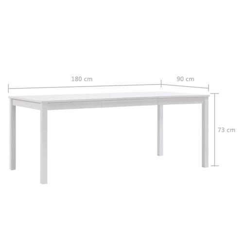 Spisebord 180 x 90 x 73 cm fyrretræ hvid