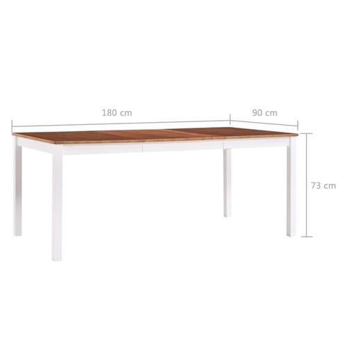 Spisebord 180 x 90 x 73 cm fyrretræ hvid og brun