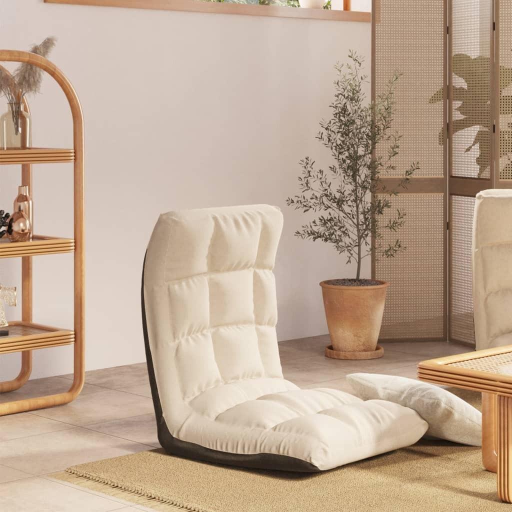 Foldbar gulvstol stof cremefarvet