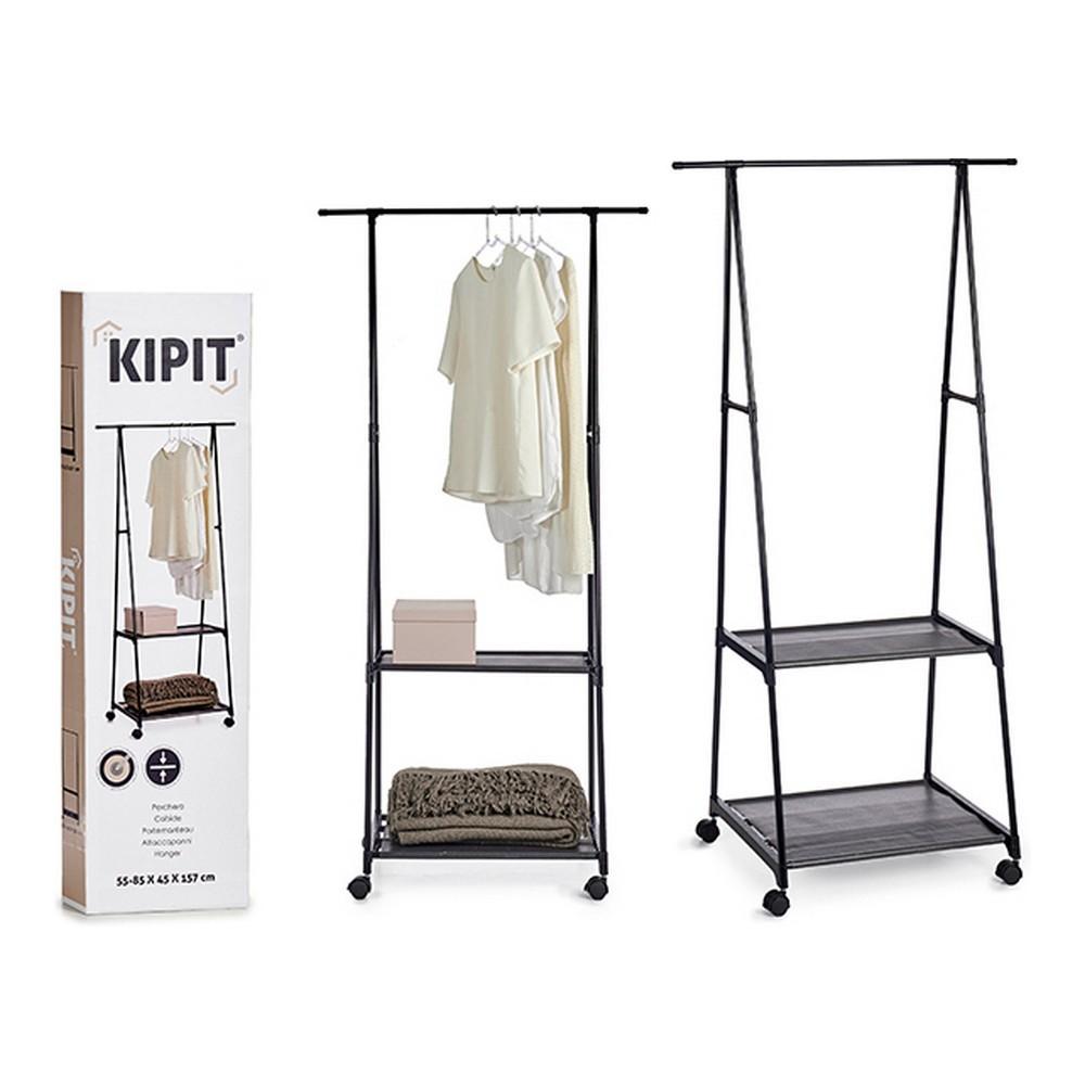 Kipit stumtjener med hjul - sort metal, 85 × 45 × 157 cm