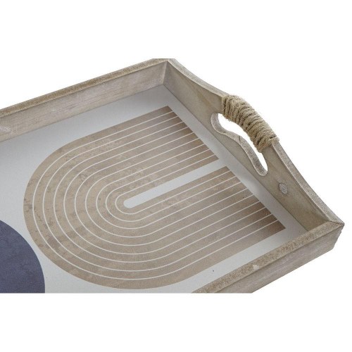 Serveringsbakker i træ/MDF, Beige/Blå, 40,6 × 30 × 6 cm (2 stk.)