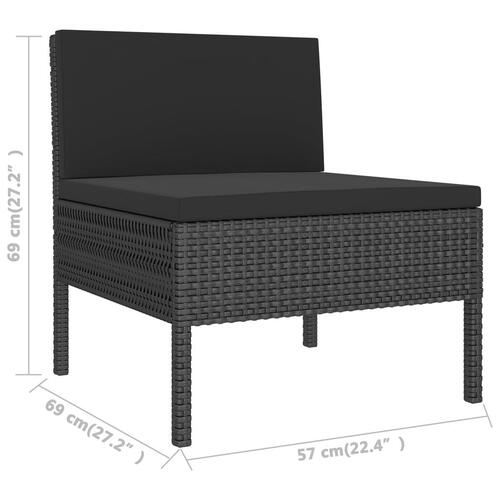 Loungesæt til haven 6 dele med hynder polyrattan sort