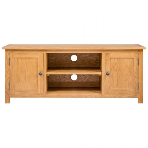 Tv-skab i massivt egetræ 110 × 35 × 44 cm - rustikt tv-bord med opbevaring