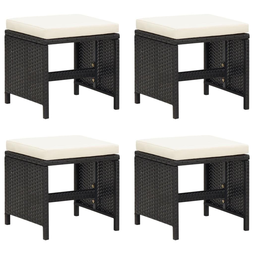 Haveskamler 4 stk. med hynder polyrattan sort billede