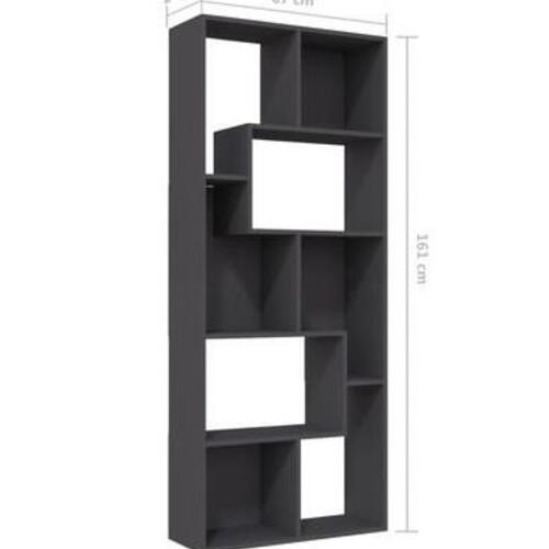 Bogreol 67x24x161 cm konstrueret træ grå