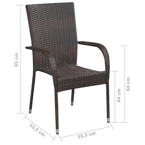 Spisebordssæt til haven 7 dele polyrattan brun
