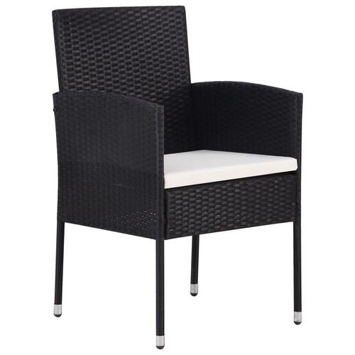 Spisebordssæt til haven 7 dele polyrattan sort