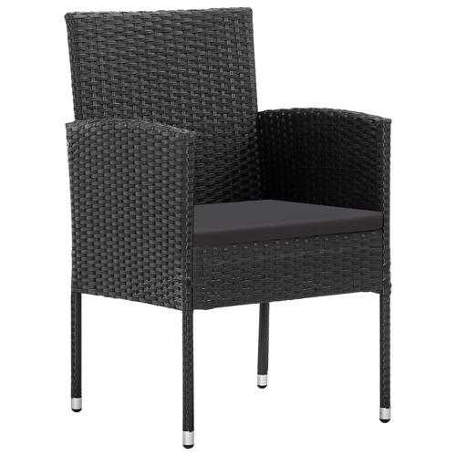 Spisebordssæt til haven 7 dele polyrattan sort