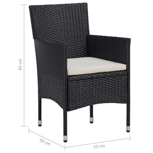 Spisebordssæt til haven 7 dele polyrattan sort