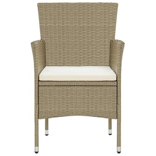 Spisebordssæt til haven 7 dele polyrattan beige