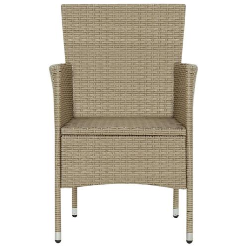 Spisebordssæt til haven 7 dele polyrattan beige
