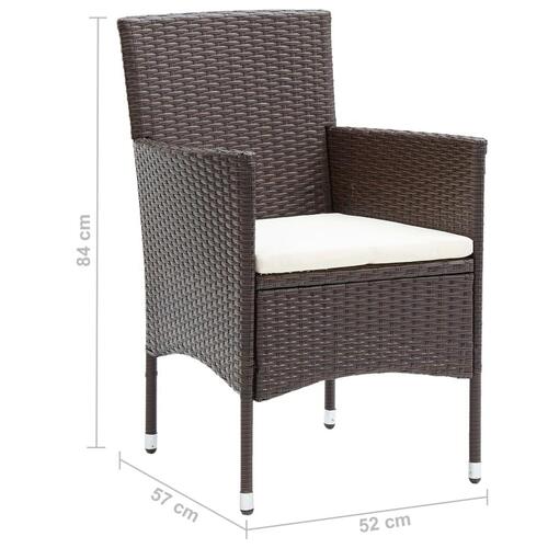 Spisebordssæt til haven 7 dele polyrattan brun