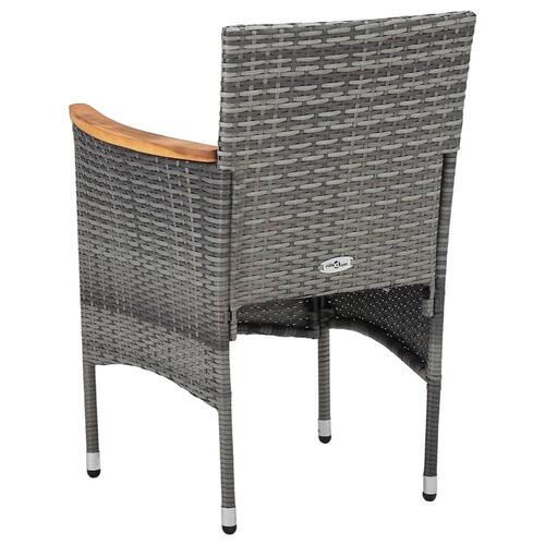 Spisebordssæt til haven 7 dele polyrattan grå
