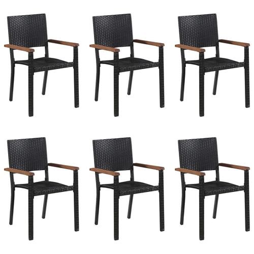 Spisebordssæt til haven 7 dele polyrattan sort