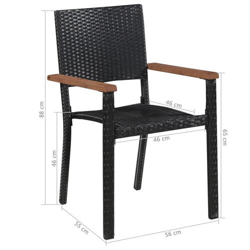 Spisebordssæt til haven 7 dele polyrattan sort