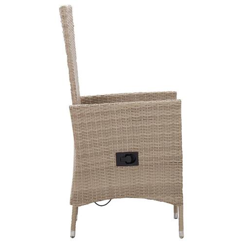 Spisebordssæt til haven 7 dele polyrattan beige