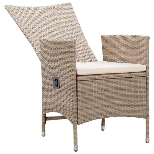 Spisebordssæt til haven 7 dele polyrattan beige