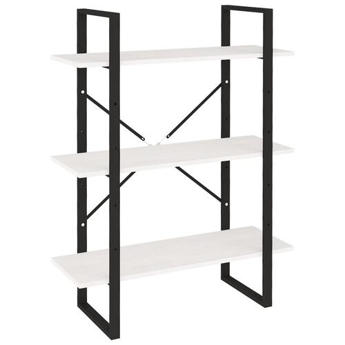 Bogreol med 3 hylder 80x30x105 cm massivt fyrretræ hvid