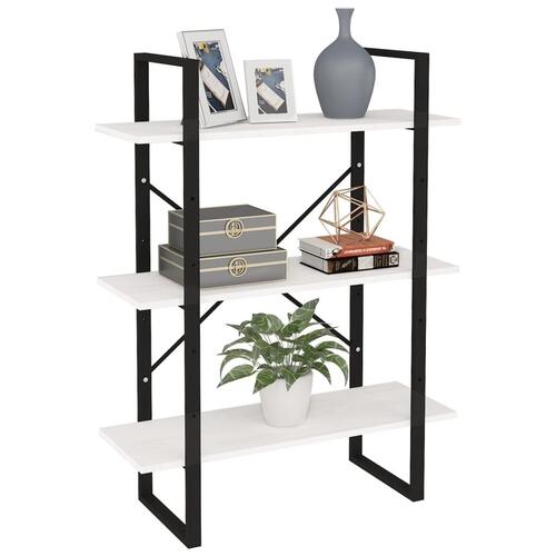 Bogreol med 3 hylder 80x30x105 cm massivt fyrretræ hvid