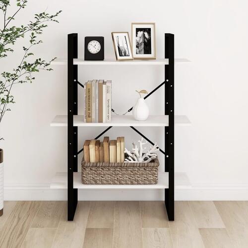 Bogreol med 3 hylder 80x30x105 cm massivt fyrretræ hvid