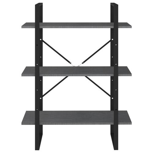 Bogreol med 3 hylder 80x30x105 cm massivt fyrretræ grå