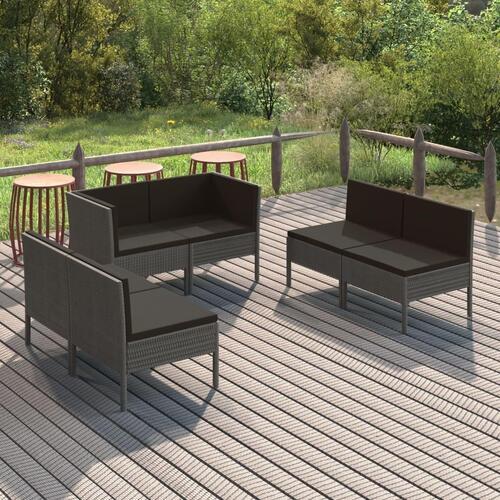 Loungesæt til haven 6 dele med hynder polyrattan grå