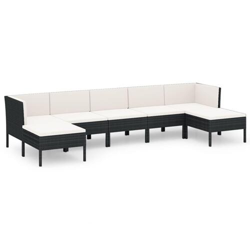 Loungesæt til haven 7 dele med hynder polyrattan sort