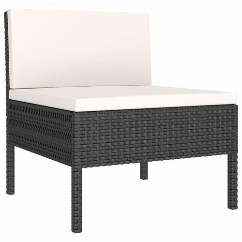 Loungesæt til haven 7 dele med hynder polyrattan sort