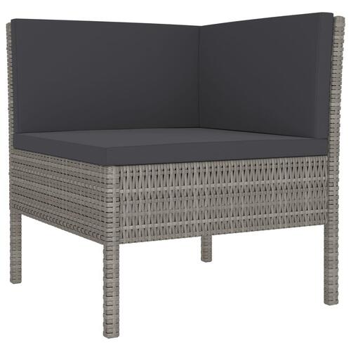 Loungesæt til haven 7 dele med hynder polyrattan grå